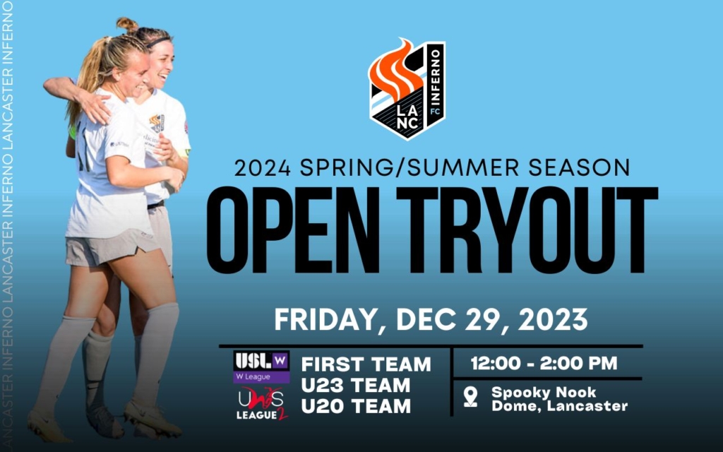 Lancaster Inferno FC Lancaster PA Pennsylvania Lititz Lancaster Inferno Women's Soccer Girls Soccer Professional Soccer Tryouts Open Tryouts 2023 United Women's Soccer UWS League Women's Soccer Tryouts UWS League Two UWS2 USL W League USL W
