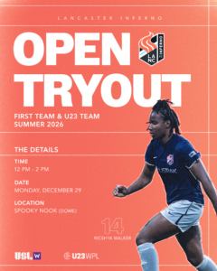 Lancaster Inferno USL W League USLW Tryouts First Team Open Tryout Lancaster Pennsylvania PA Women's Professional Soccer Pro-Am Pre-Professional United Soccer League Central PA Soccer USL Ricshya Walker Jamaican WNT National Team