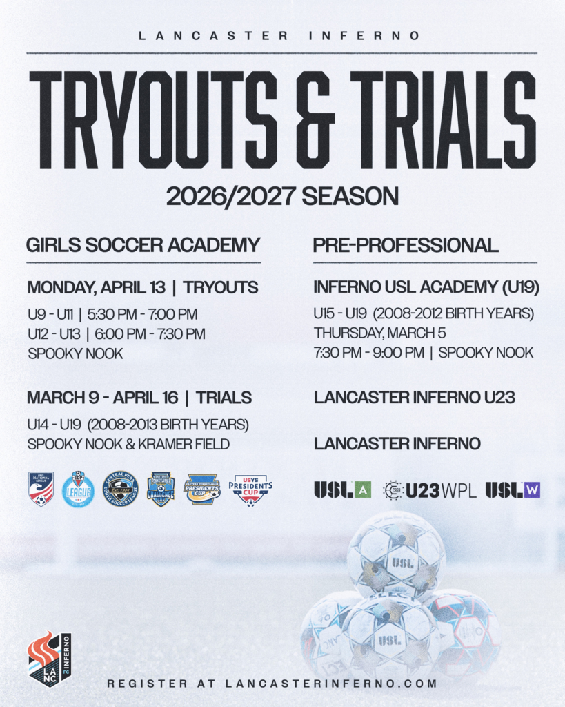 Lancaster Inferno USL W League Women's Soccer Lancaster PA Pennsylvania Girls Soccer Academy Professional Women's Soccer Pre-professional Pro Soccer Inferno USL Academy Tryout Academy League